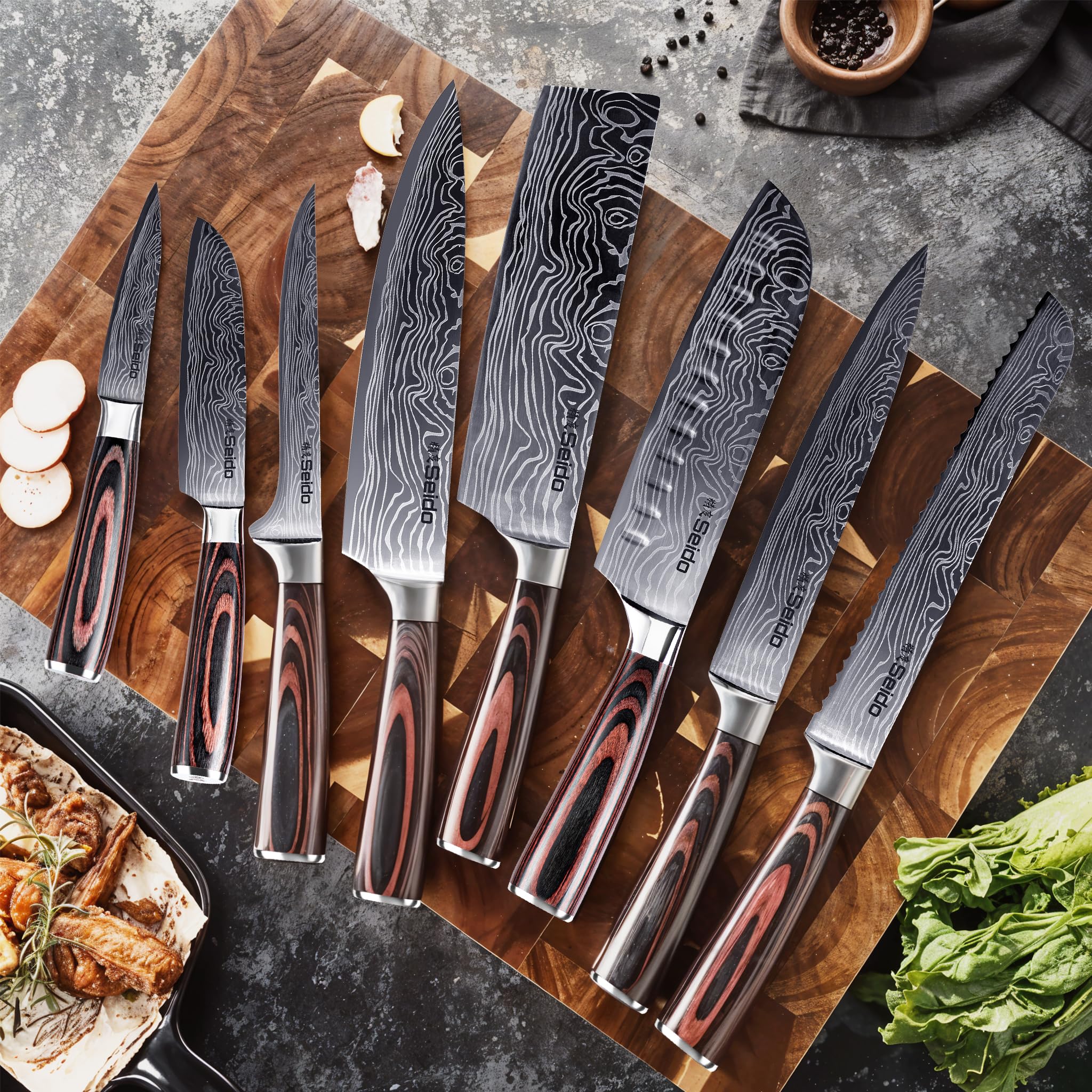 Seido Knives: conjunto de 8 piezas con diseño equilibrado para precisión