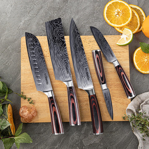 Seido Knives Damascus: santoku versátil para tareas diarias de cocina.