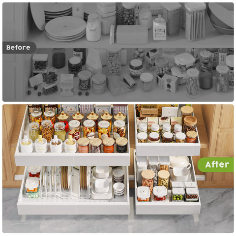Diseño que maximiza el espacio en la cocina y facilita la organización.