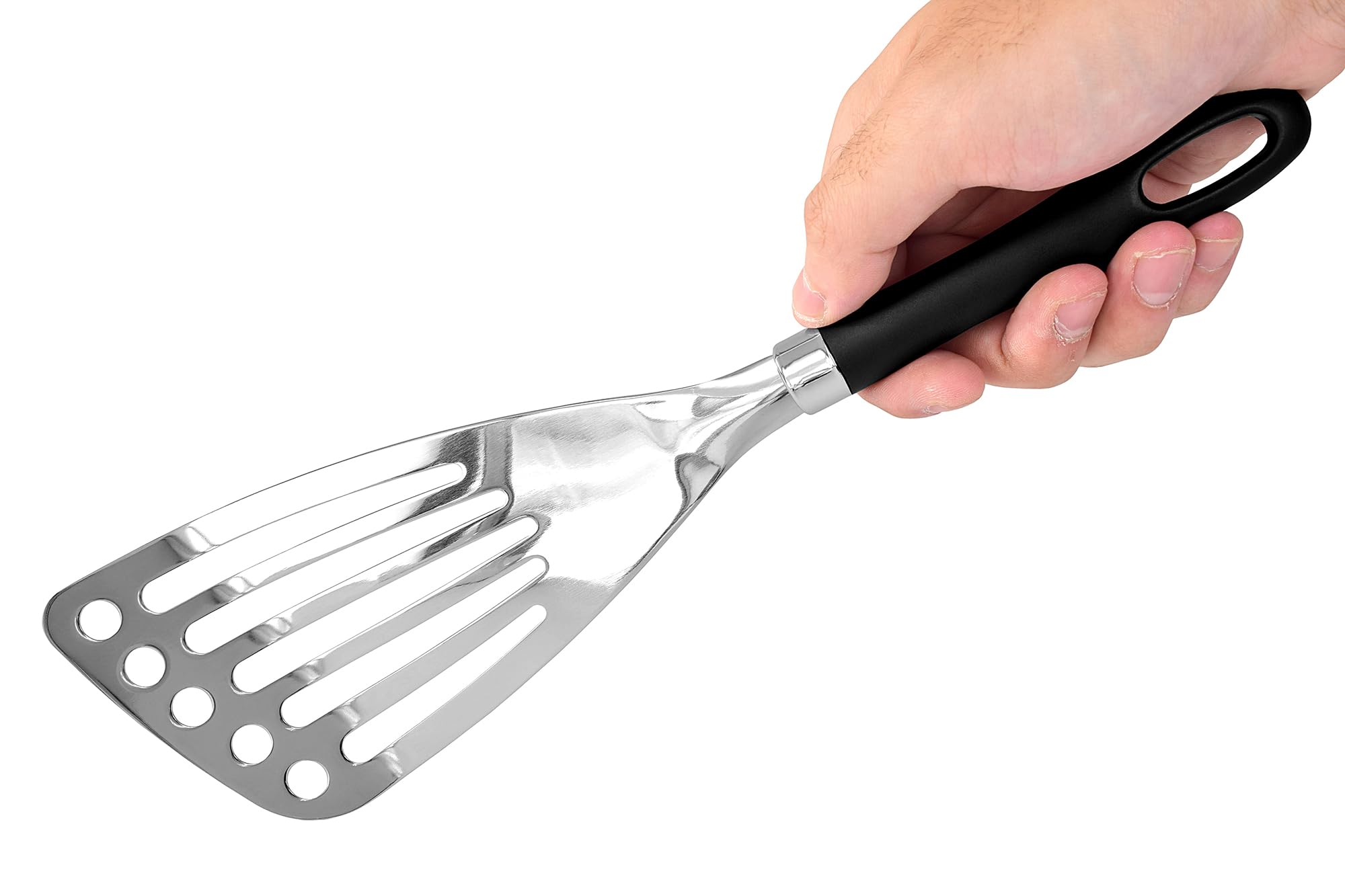 Pala de espátula de acero y mango resistente al calor ideal para salteados