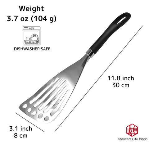 Seki Japón espátula con corte frontal oblicuo para voltear ingredientes con facilidad