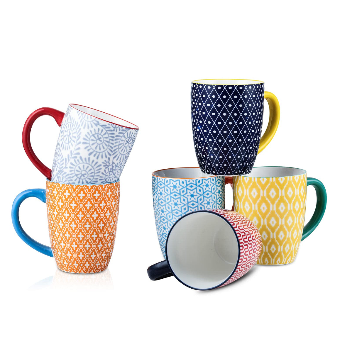 Selamica 16 oz tazas de porcelana con asas, ideal para café diario.