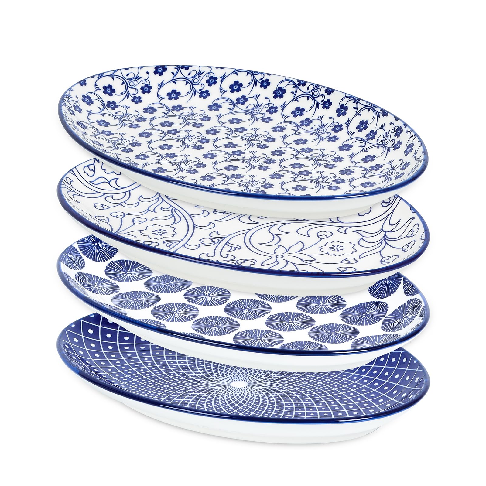 Selamica bandeja oval 12 pulgadas azul vintage para aperitivos