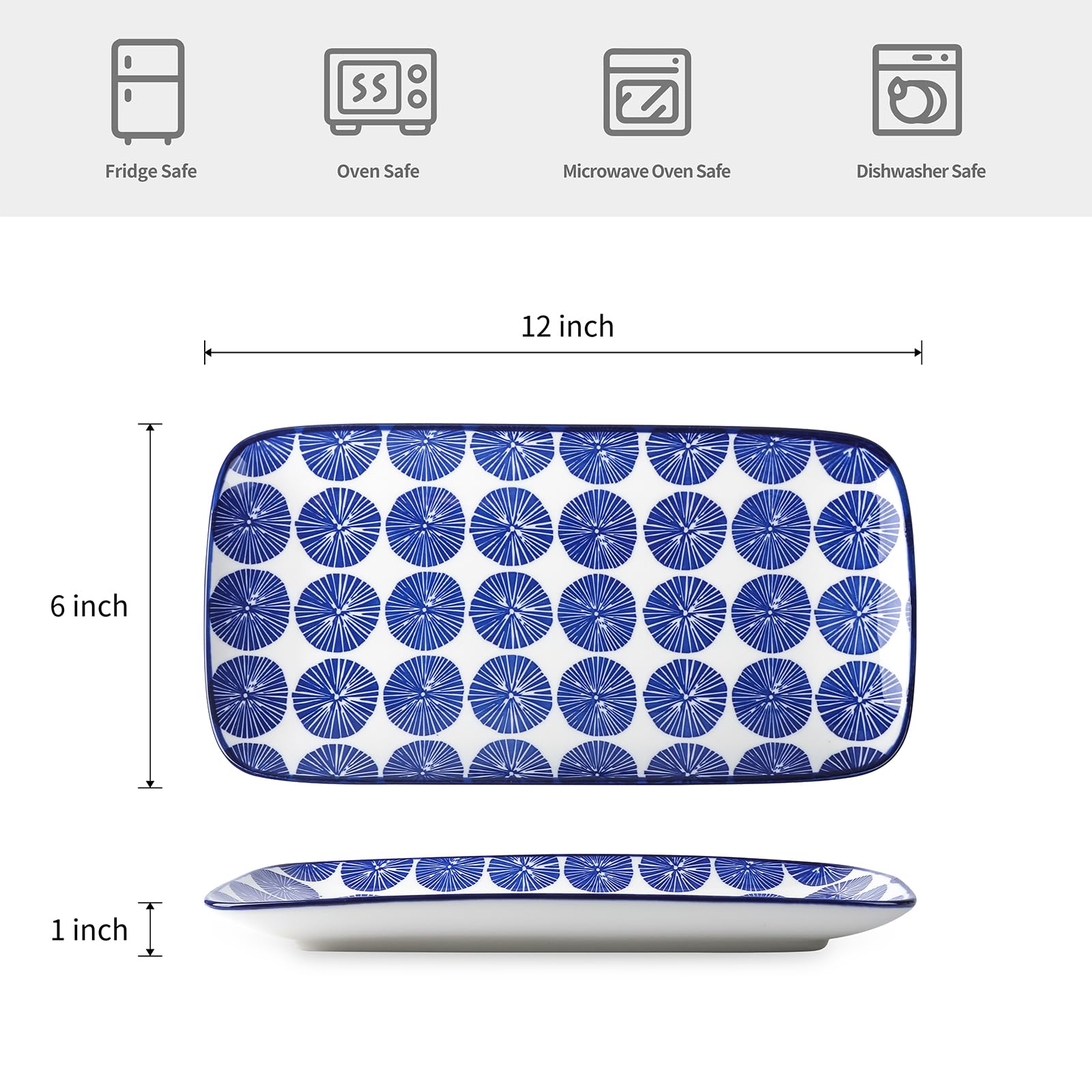 Bandeja rectangular Selamica para aperitivos, perfecta para buffets y reuniones.
