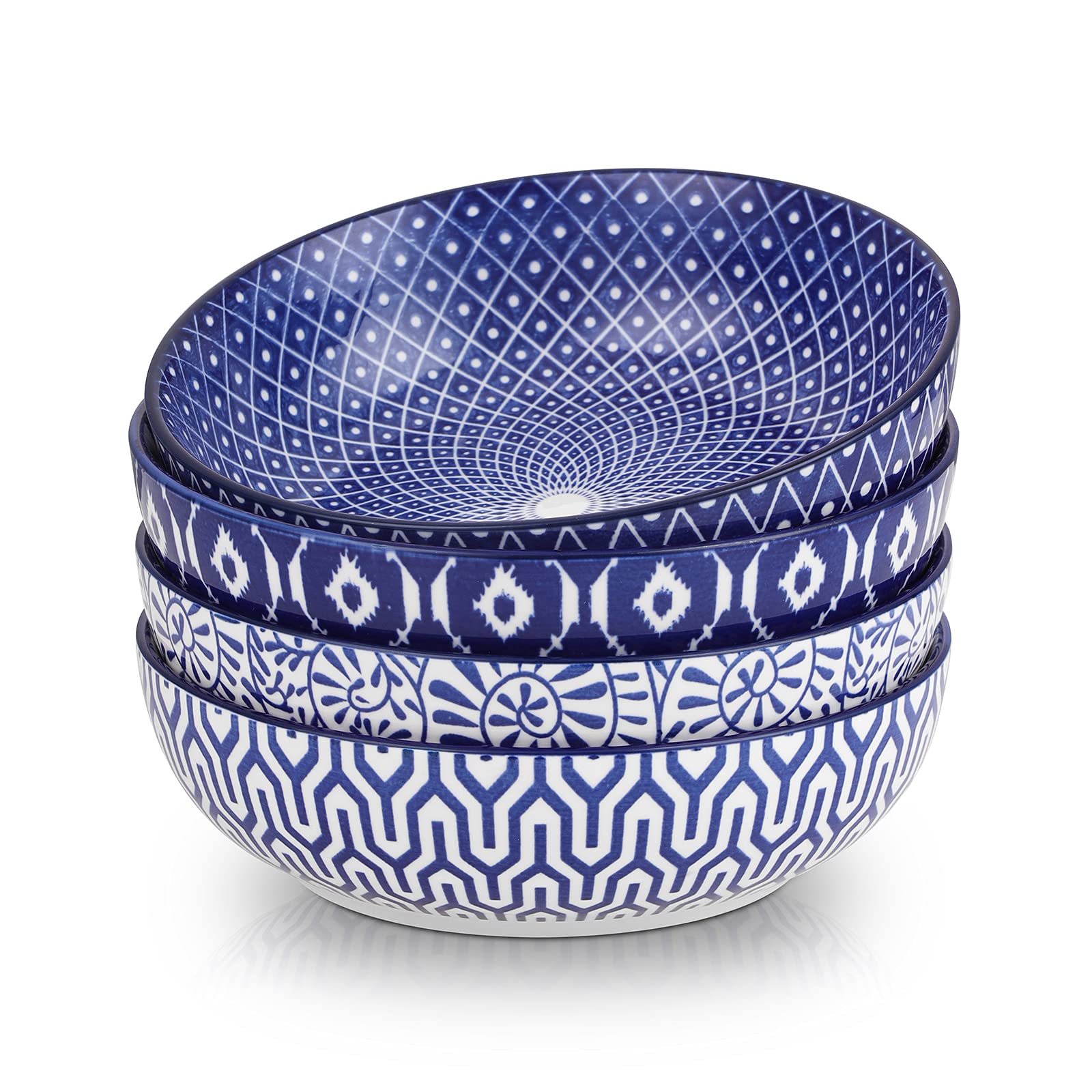 Conjunto Selamica de cuencos para pasta en azul vintage, ideal para servir.