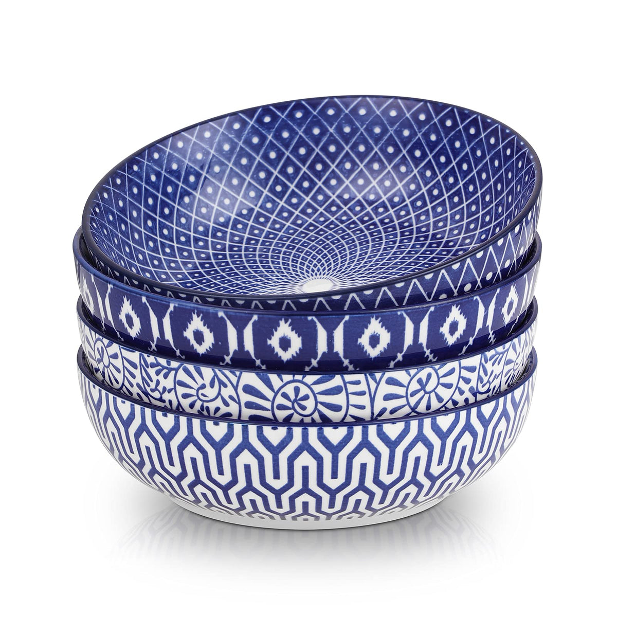 Conjunto Selamica de cuencos para pasta en azul vintage, ideal para servir.