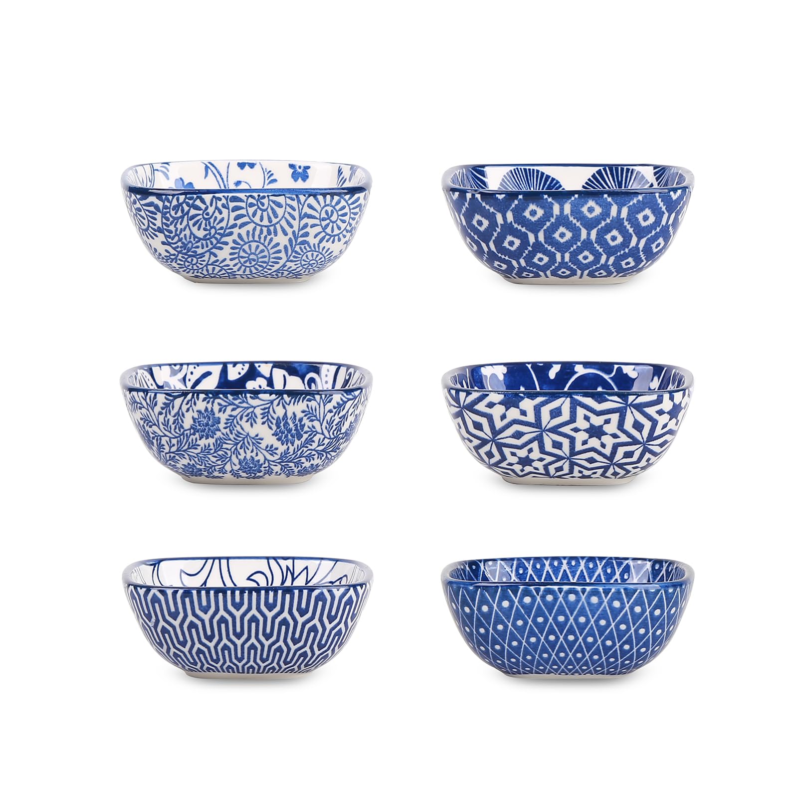 Selamica cuenco cuadrado 2-6 onzas, ideal para salsas y condimentos en la mesa.