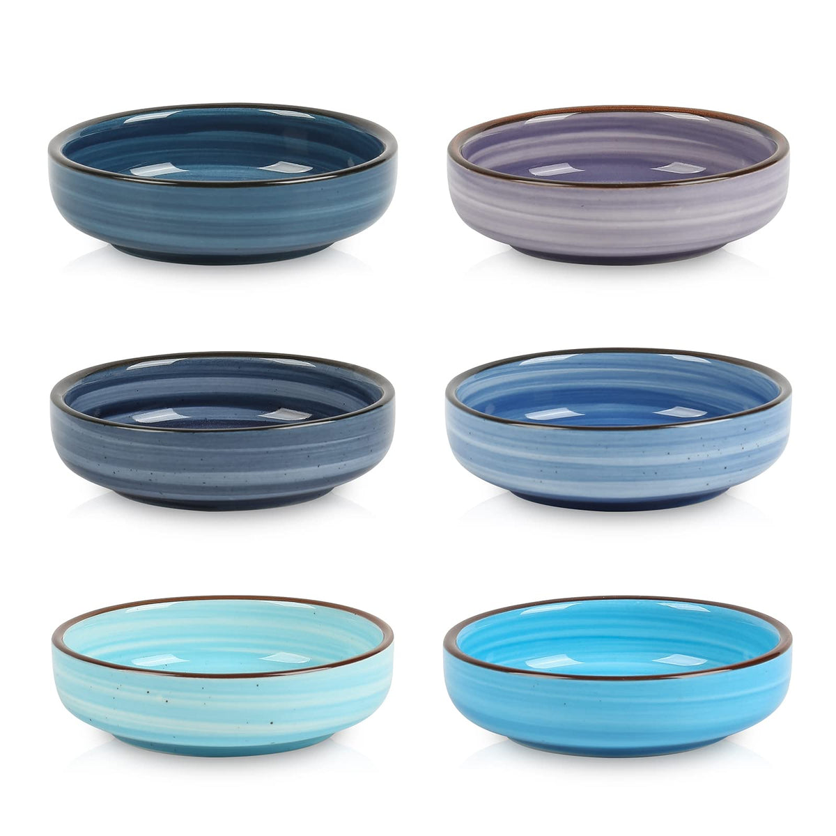 Selamica cuenco para salsa gradiente azul, ideal para salsas y condimentos.