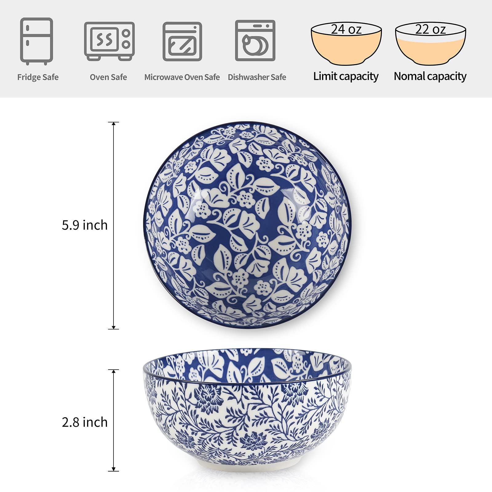 Cuenco Selamica para sopa profunda de 24 oz, perfecto para caldos y platos abundantes.