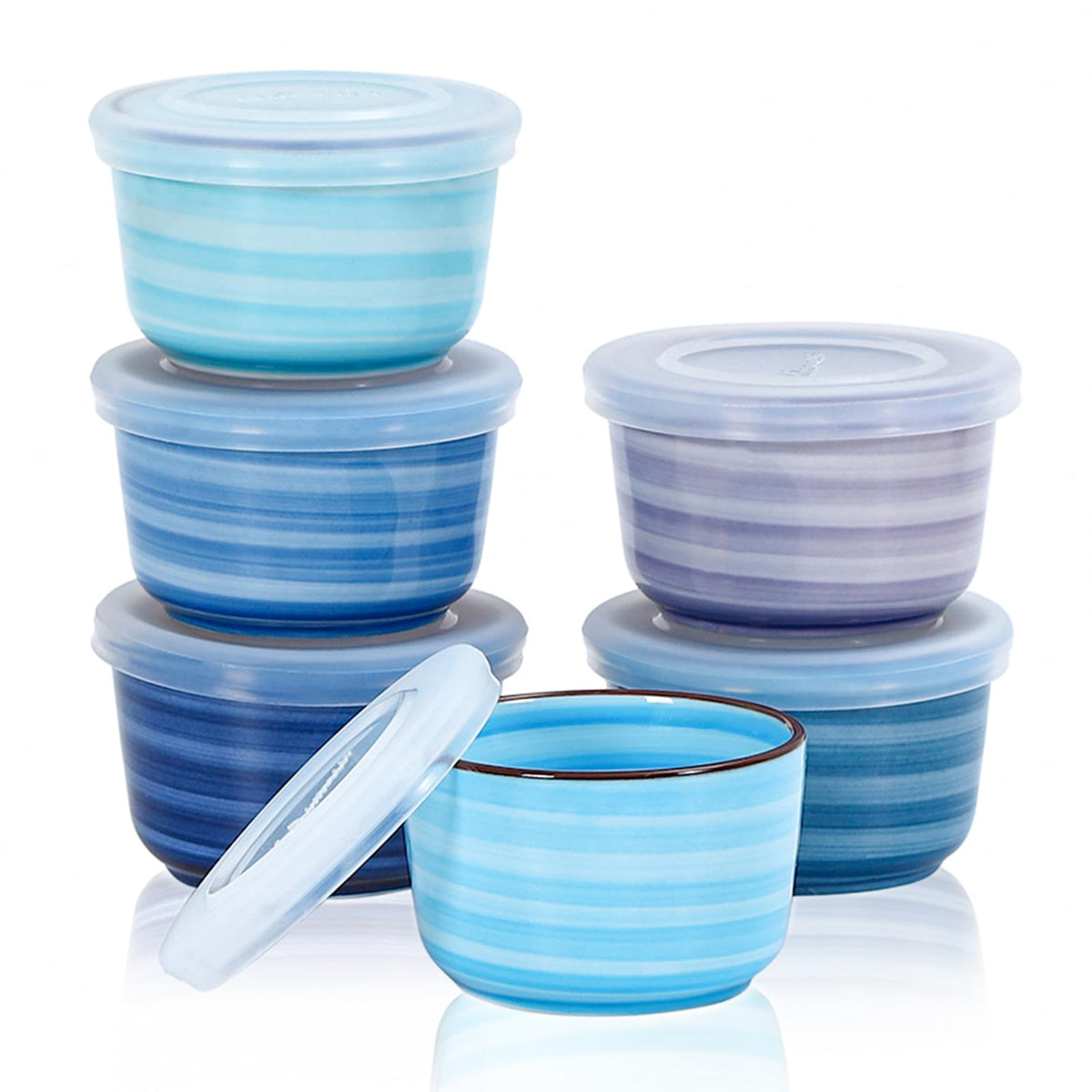 Selamica cuencos 8oz con tapas para porciones individuales.