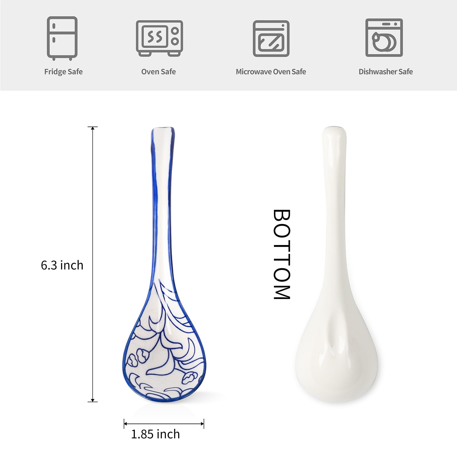 Diseño decorativo azul y blanco de las cucharas Selamica para una mesa elegante