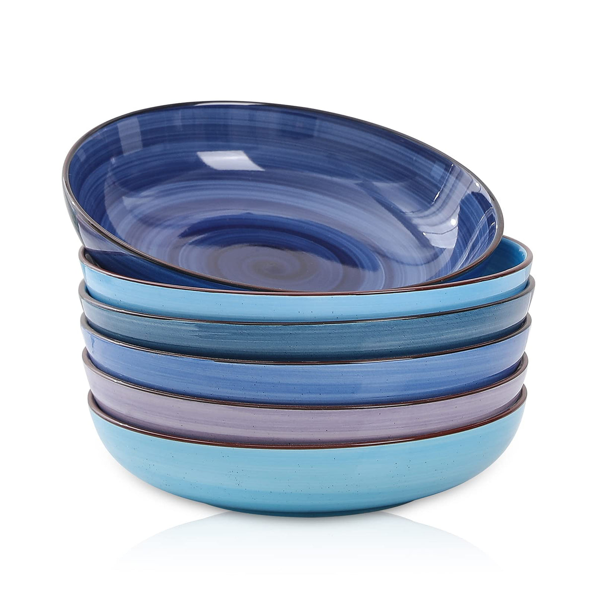 Selamica ensaladera porcelana gradiente azul 26oz, ideal para servir ensaladas o pastas.