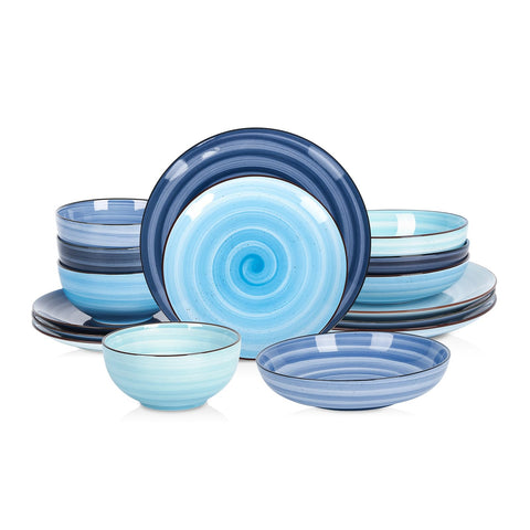 Selamica: gradiente azul con puntos negros en platos, perfecto para cenas diarias.