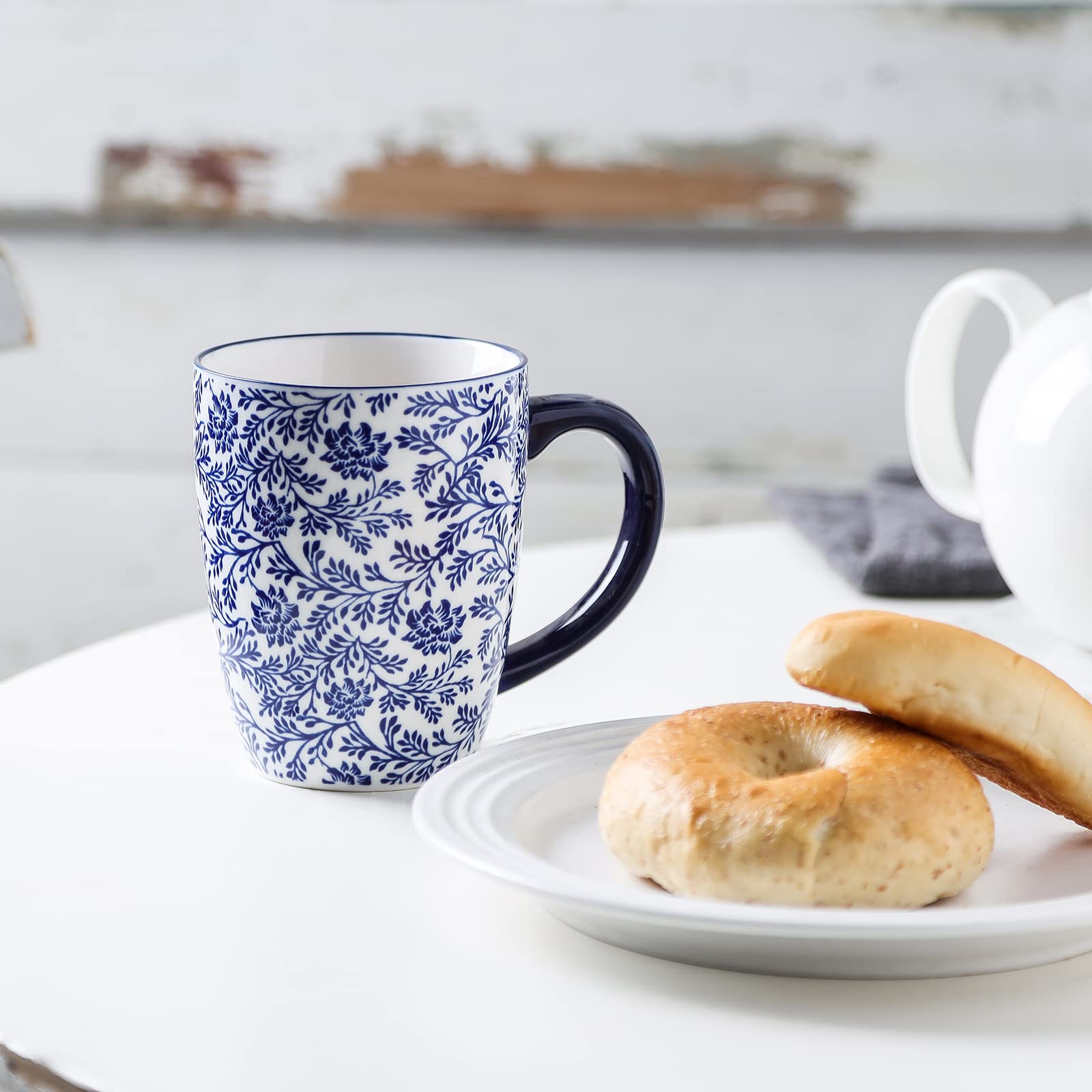Selamica juego de 6 tazas para desayuno, estilo azul vintage