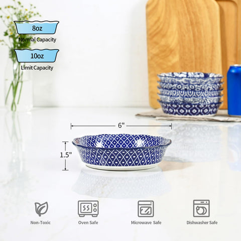 Pie cerámico Selamica apto para horno y microondas, color azul vintage.