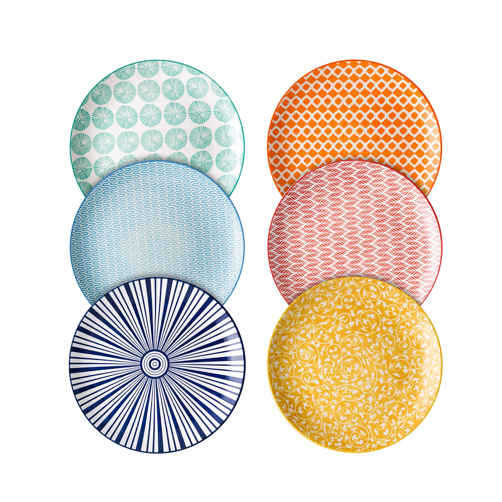 Plato Selamica de porcelana 10 pulgadas para ensalada, color vibrante.