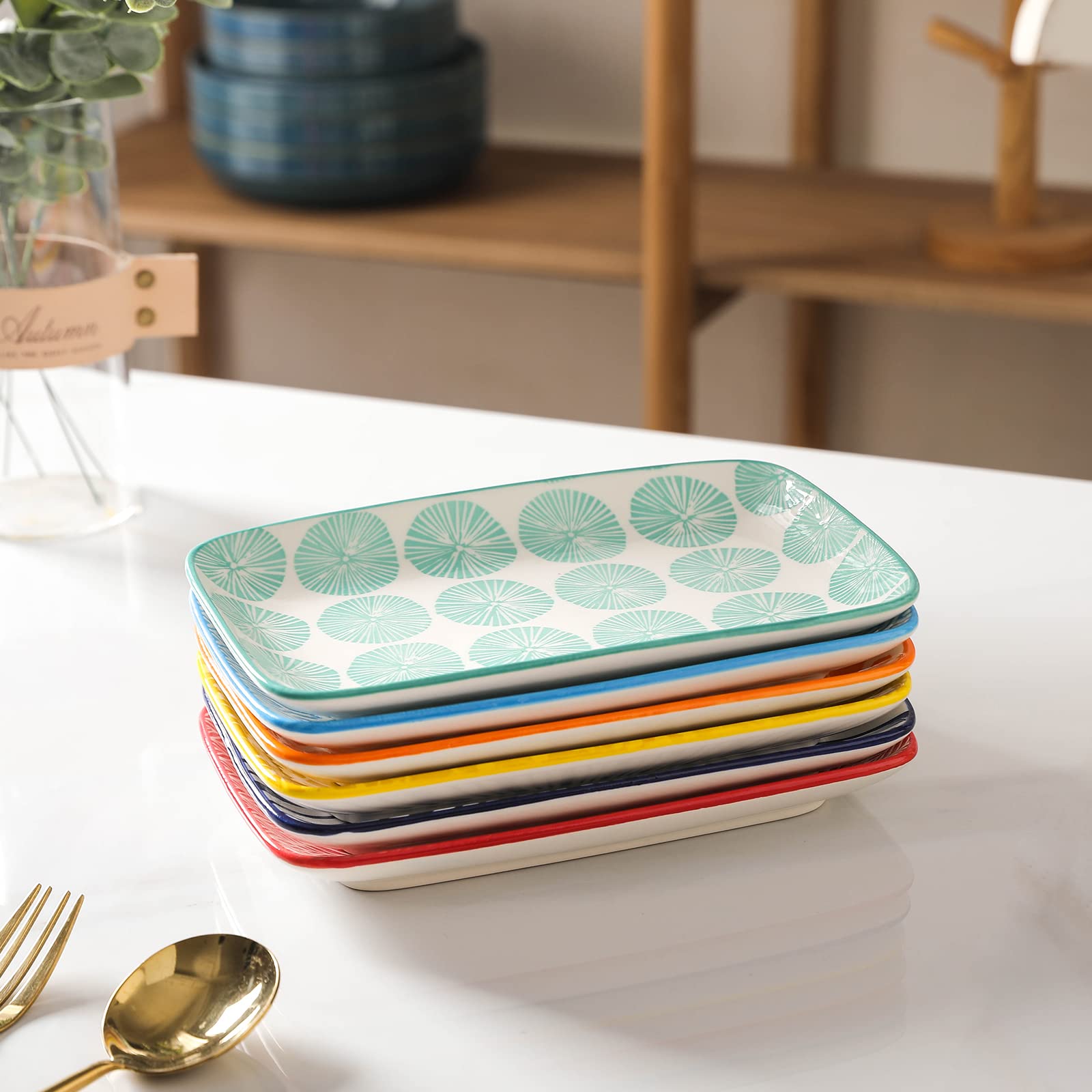 Selamica plato rectangular azul apto para microondas, horno y lavavajillas.