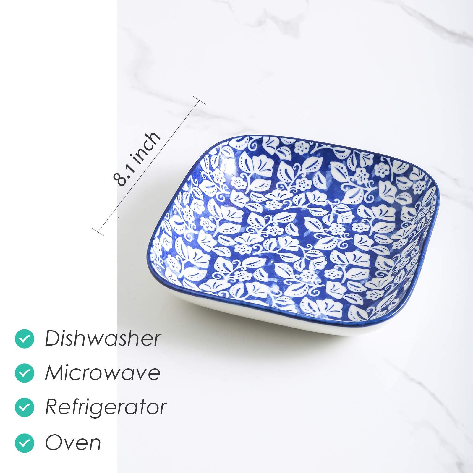 Selamica conjunto de 6 platos para ensalada y pasta en azul vintage