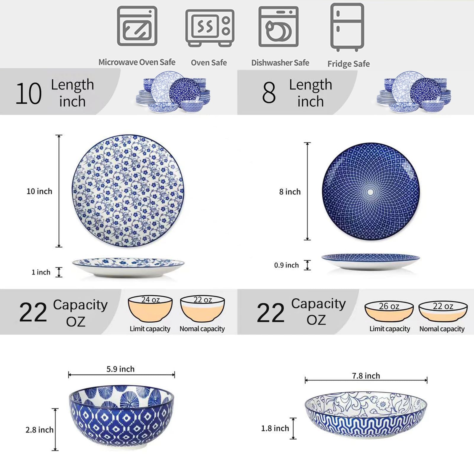 Selamica plato de ensalada de 8 pulgadas para porciones equilibradas.