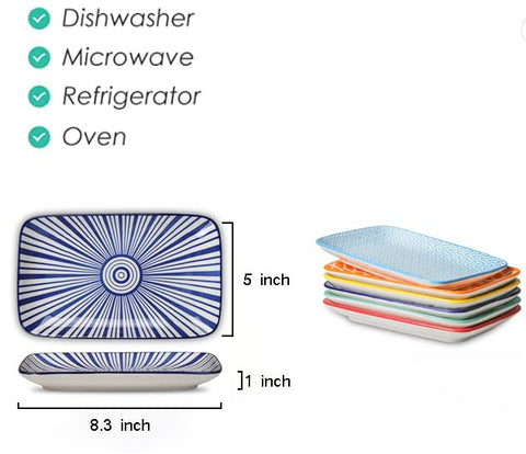 Selamica plato rectangular azul para ensalada, estilo práctico y limpio.