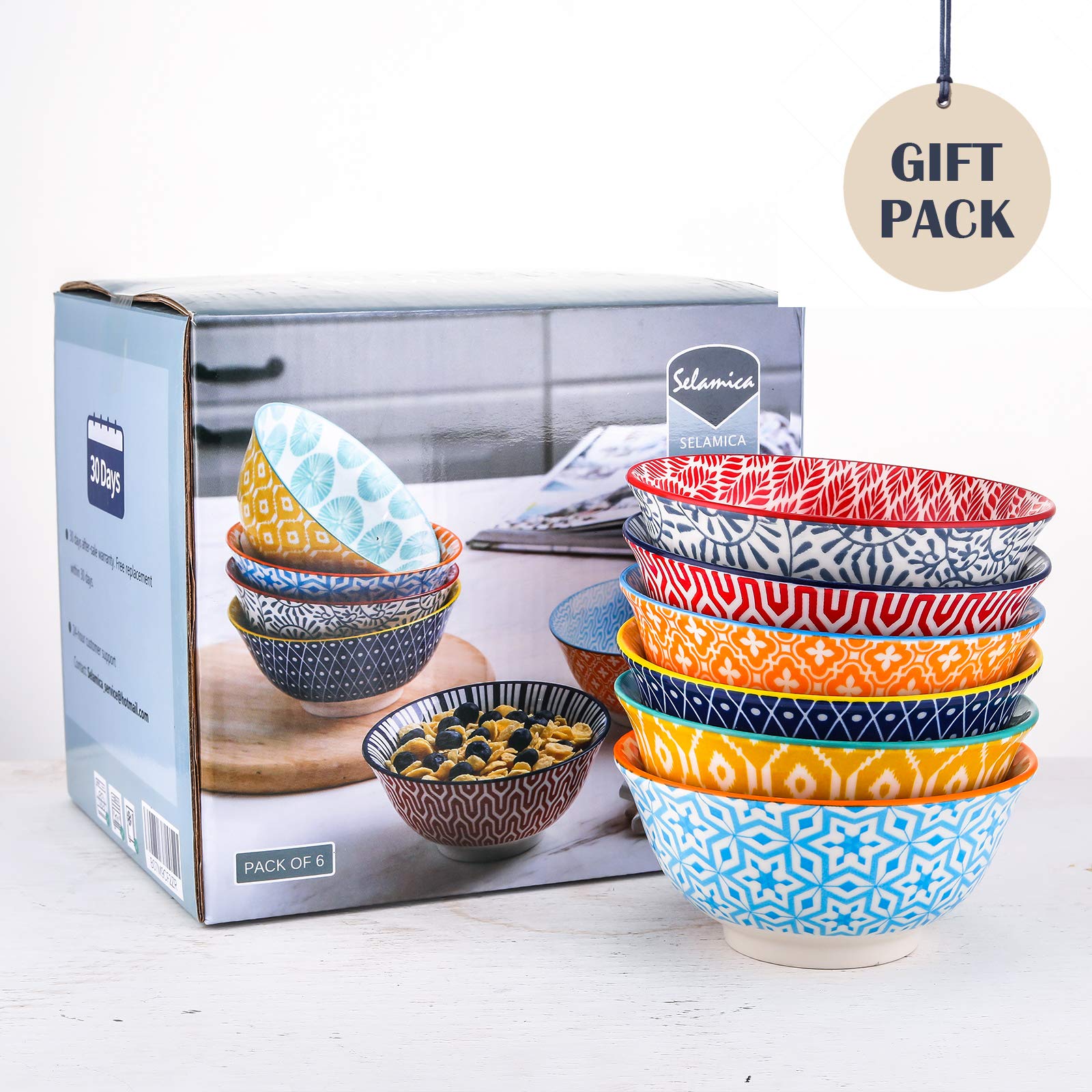 Selamica juego de 6 tazones, ideal para reuniones o comidas familiares