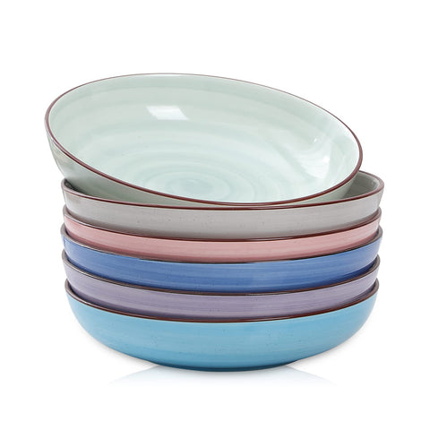 Conjunto Selamica de tazones de porcelana para ensaladas y pastas, 26 oz, acabado gradiente elegante.