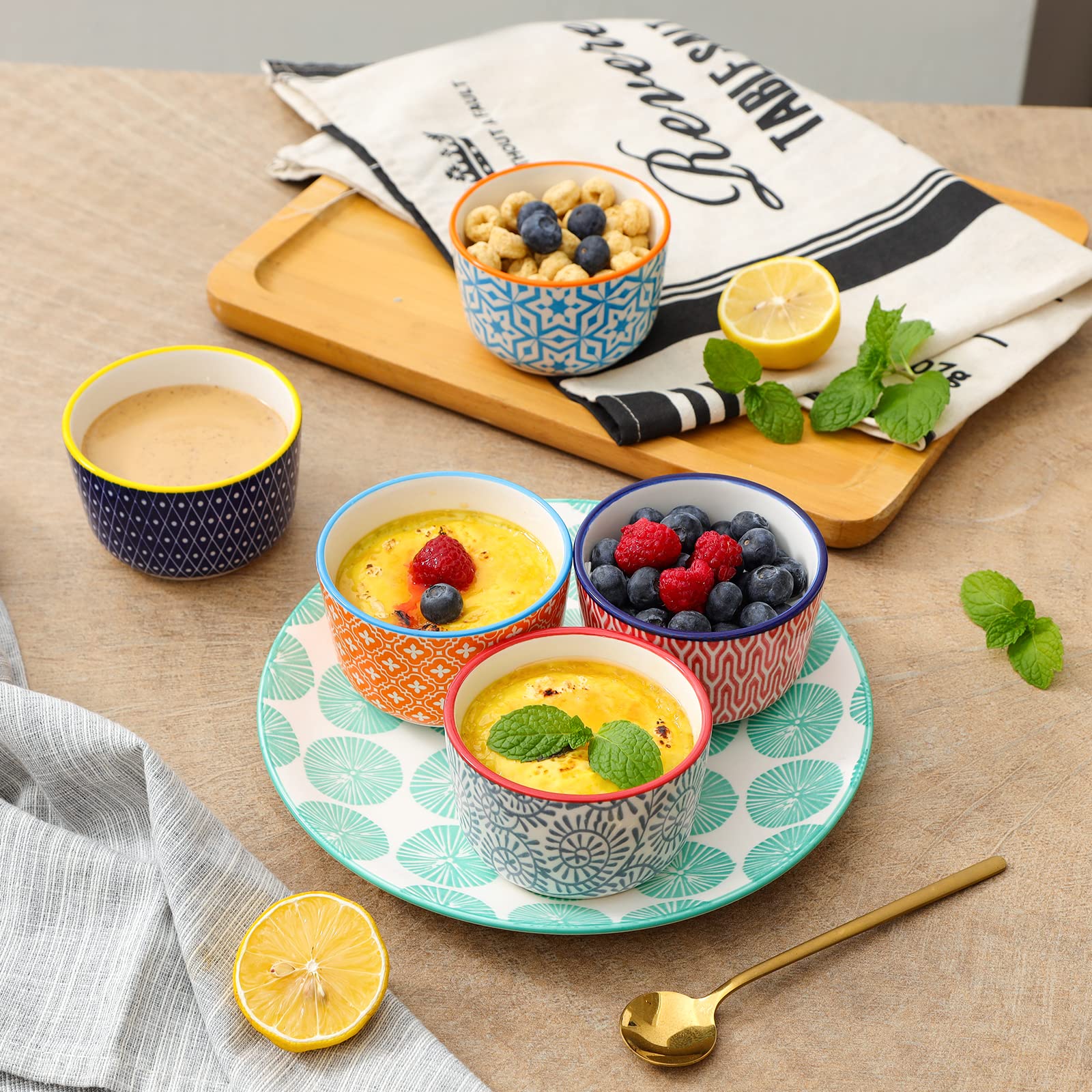 Selamica ramekin cerámico 4 oz para yogur, porciones simples y seguras.