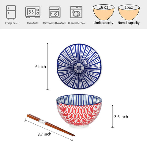 Selamica tazones ramen 15oz interior con diseño azul realza la presentación de sopa