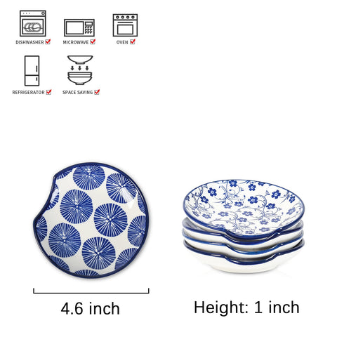 Selamica reposacucharas cerámico azul vintage apilable: ahorro de espacio en la encimera.