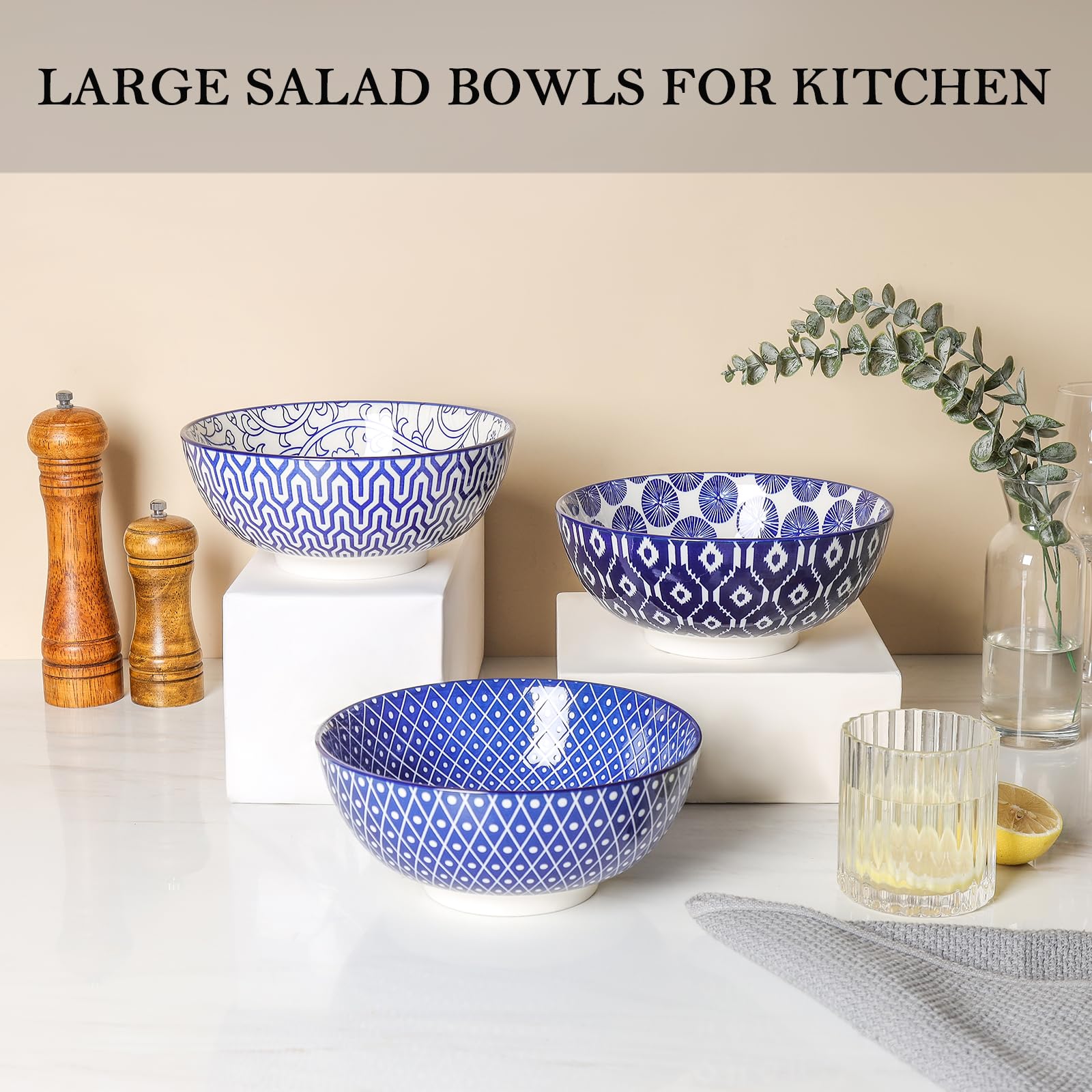 Conjunto Selamica de 3 ensaladeras apilables para ahorro de espacio