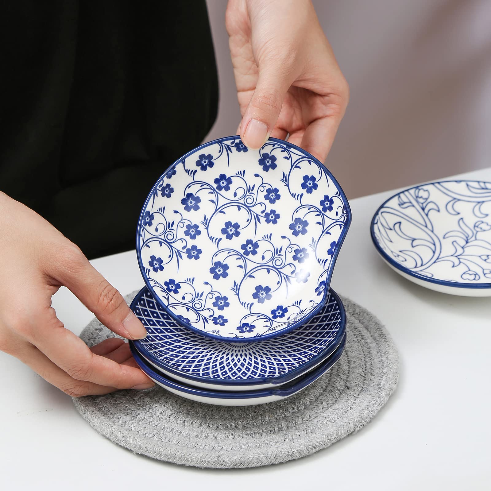 Selamica set reposacucharas 4 unidades azul vintage: práctico para diferentes utensilios.