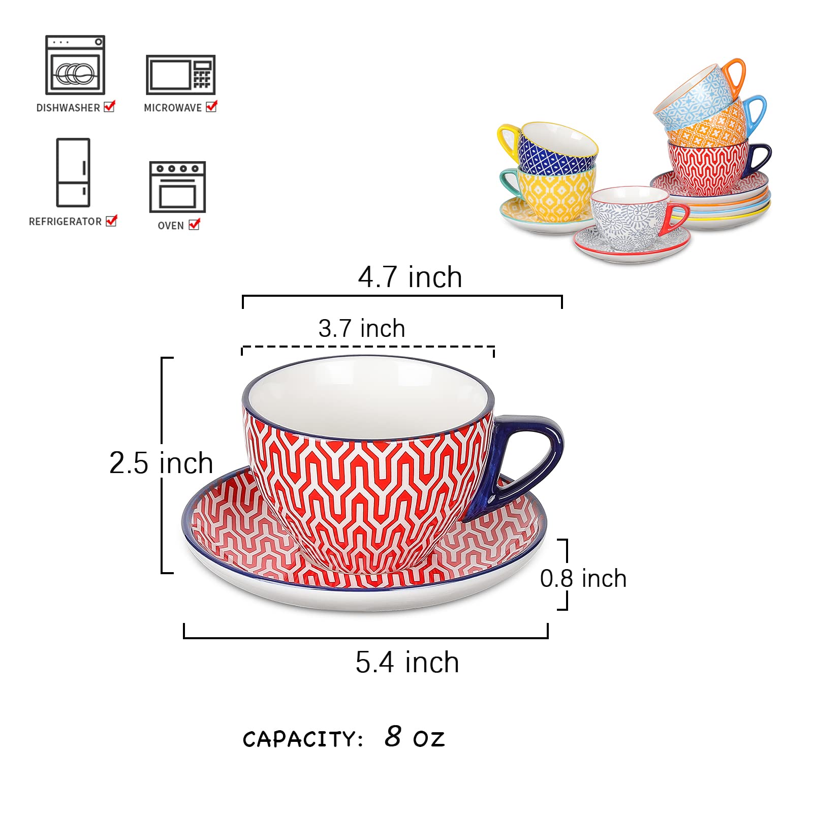 Selamica taza cappuccino con platillo de borde elevado, ayuda a mantener la bebida caliente
