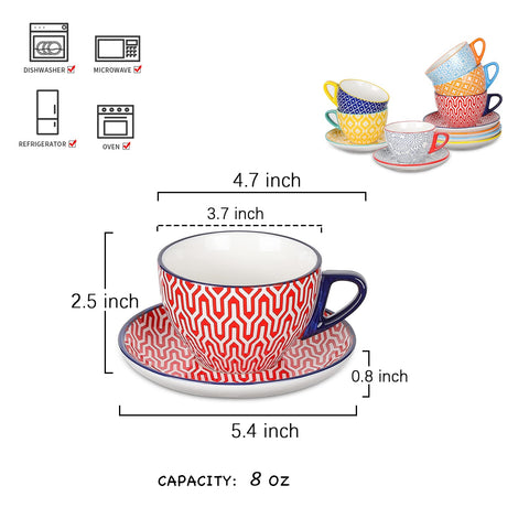 Selamica taza cappuccino con platillo de borde elevado, ayuda a mantener la bebida caliente