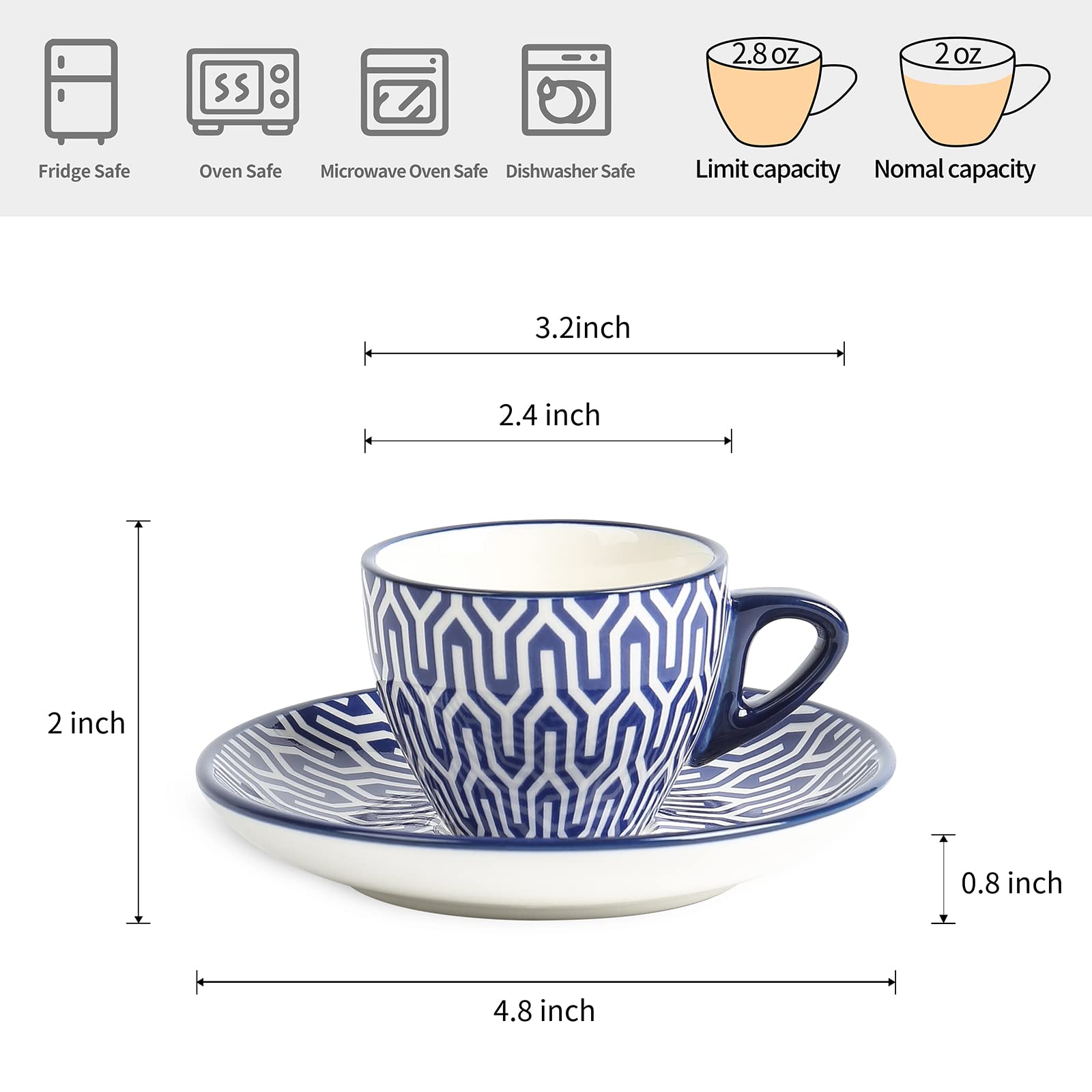 Selamica taza espresso mini diseño azul, ideal para degustación y presentación elegante.