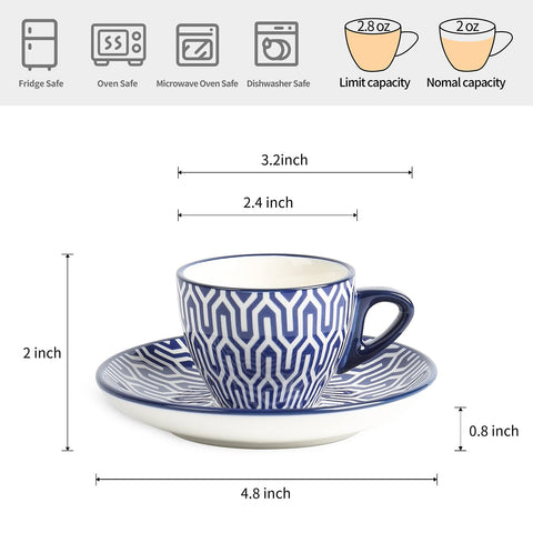 Selamica taza espresso mini diseño azul, ideal para degustación y presentación elegante.