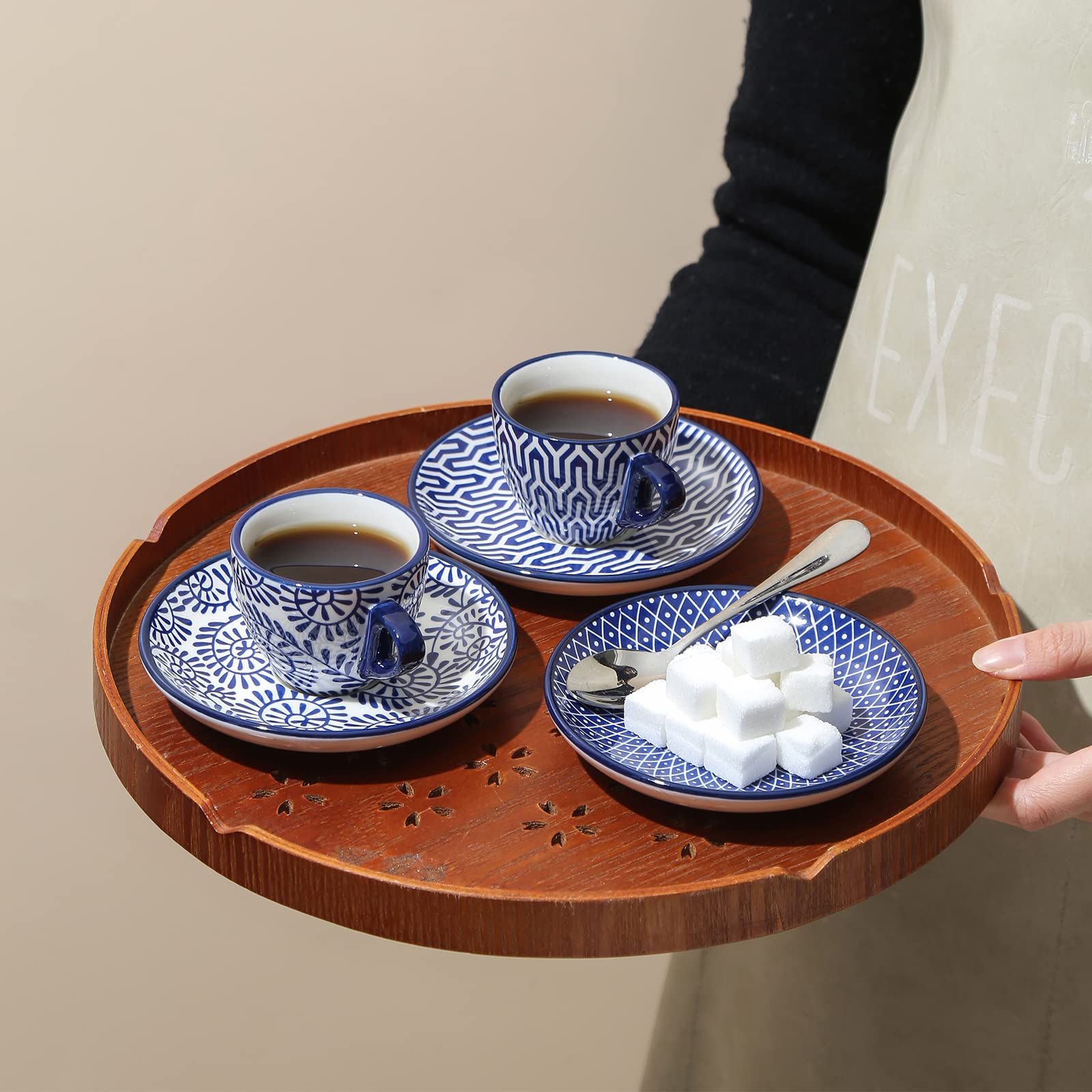Selamica taza espresso platillo práctico para cuchara y colocación estable.