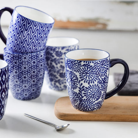 Selamica tazas aptas para lavavajillas y microondas, color azul