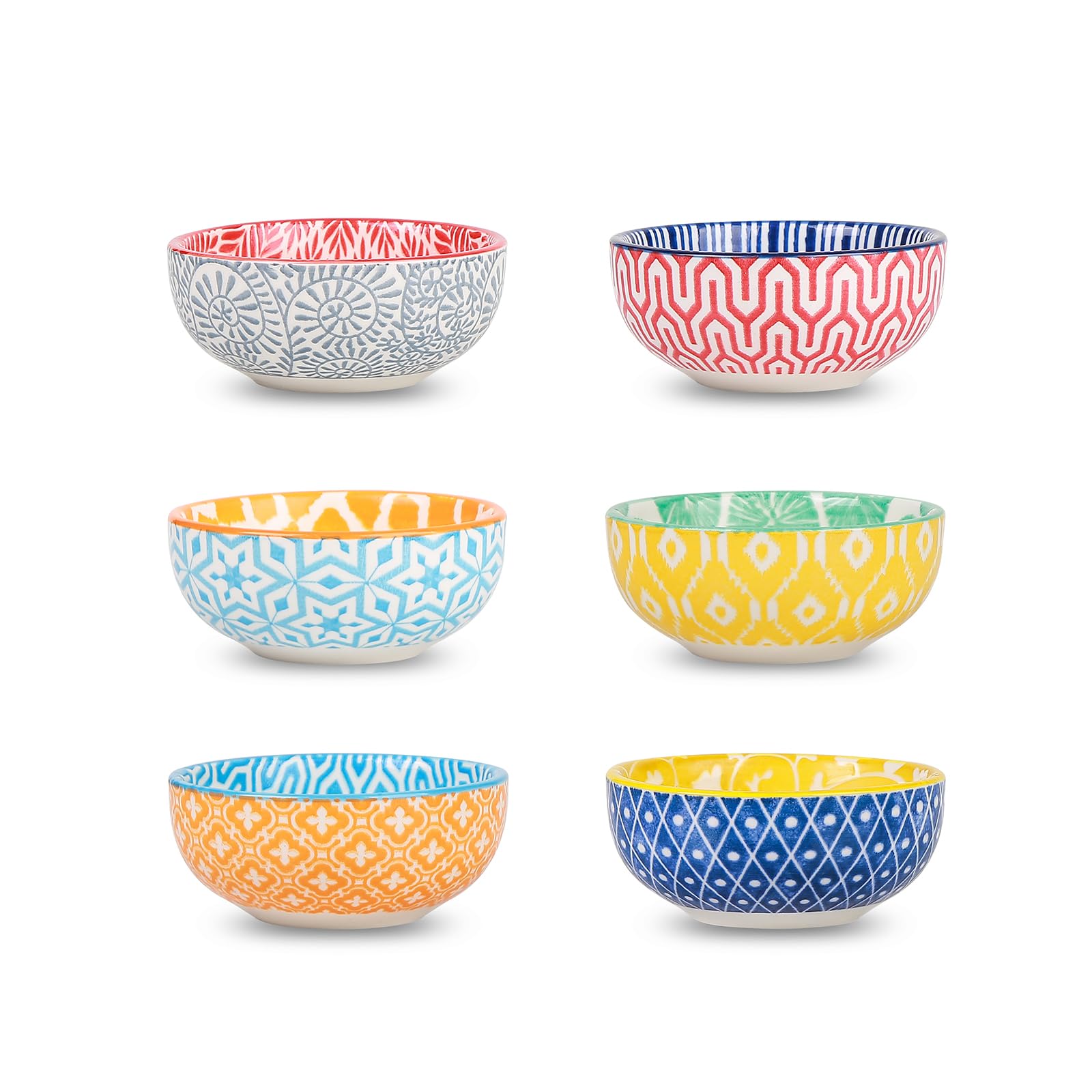Tazón dip Selamica 3 pulgadas con diseño floral, ideal para salsas y guarniciones.