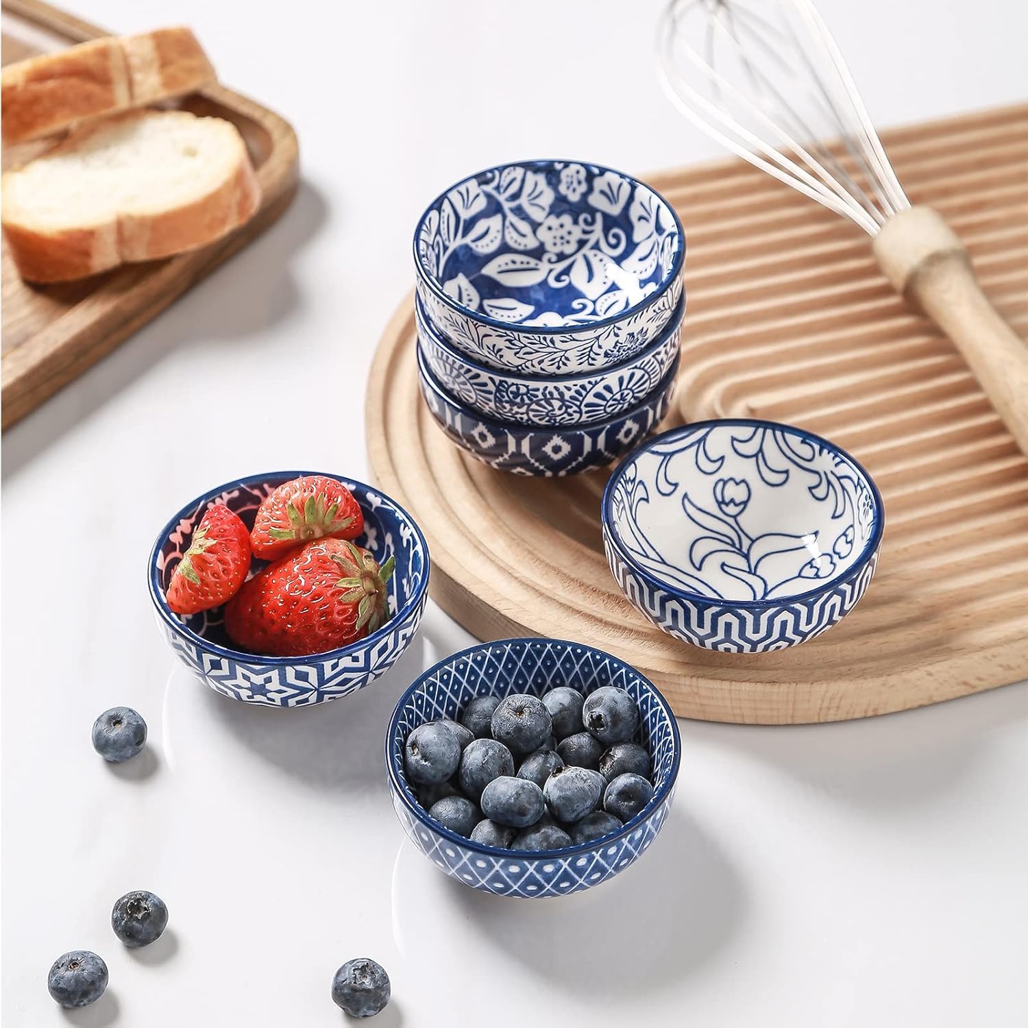 Selamica tazon aperitivos mini ceramico azul vintage, ideal para servir