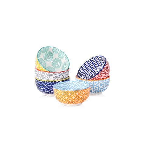 Selamica tazones-dipping cerámica 4 onzas, diseños azules, perfectos para salsas.