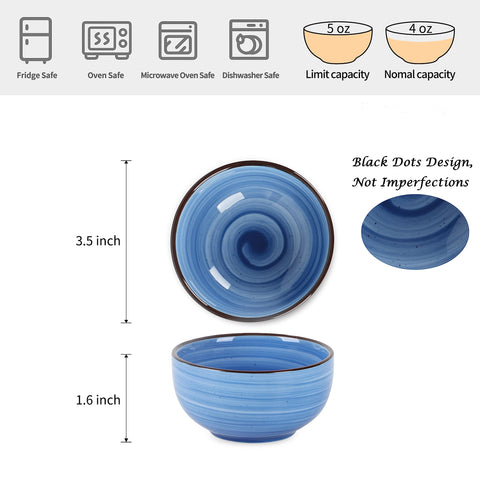 Selamica tazones para salsas, cerámica azul degradado, perfectos para aperitivos y dips.