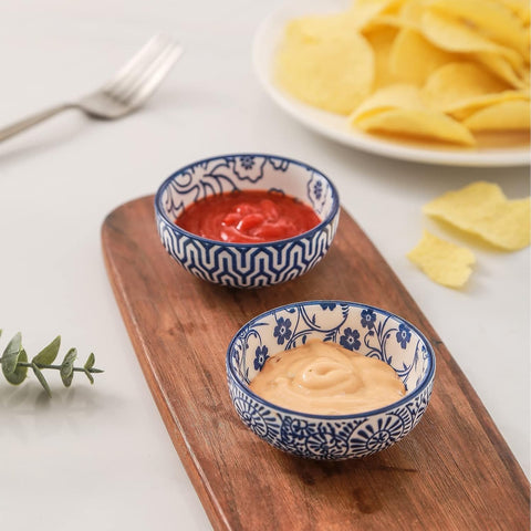 Selamica tazon postres mini ceramico azul vintage, para porciones dulces