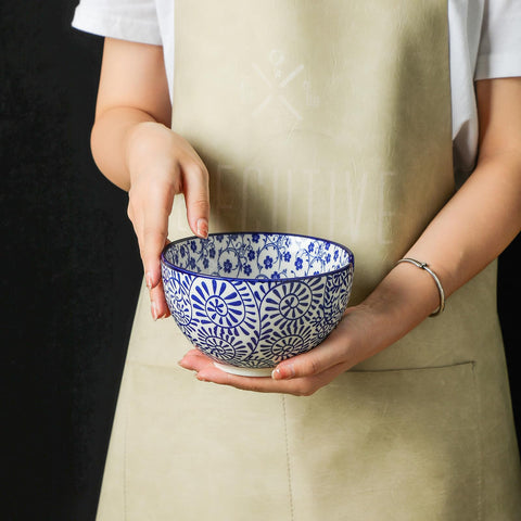 Selamica tazones ramen diseño azul para realzar la mesa
