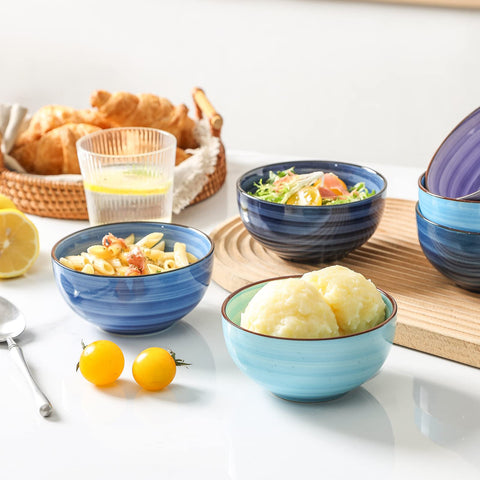 Selamica tazones profundos para ensaladas y pasta, con gradiente azul.