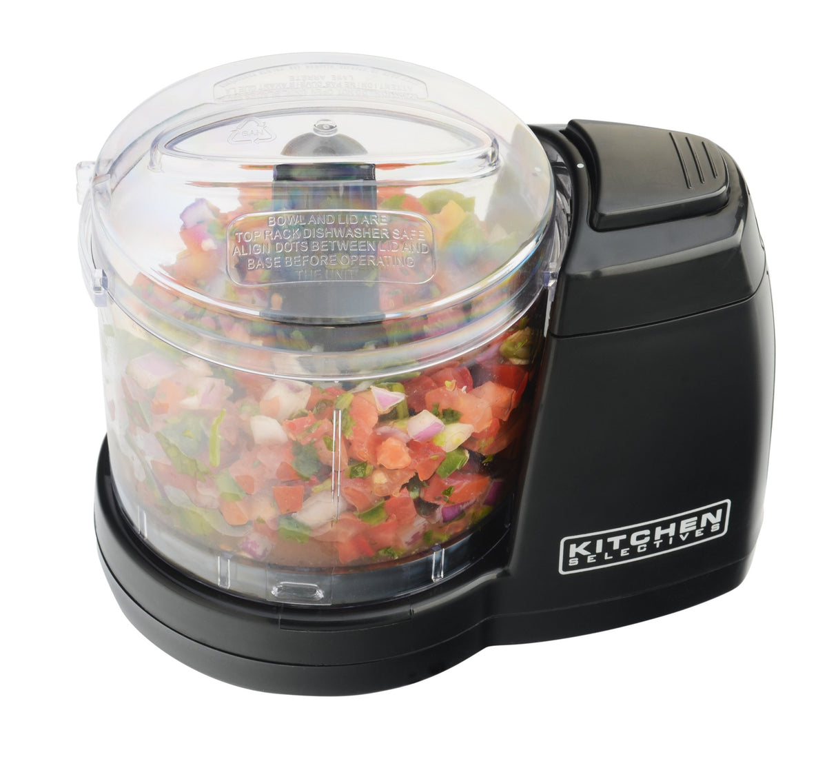 Kitchen Selectives mini picadora negra frontal para uso rápido en la cocina