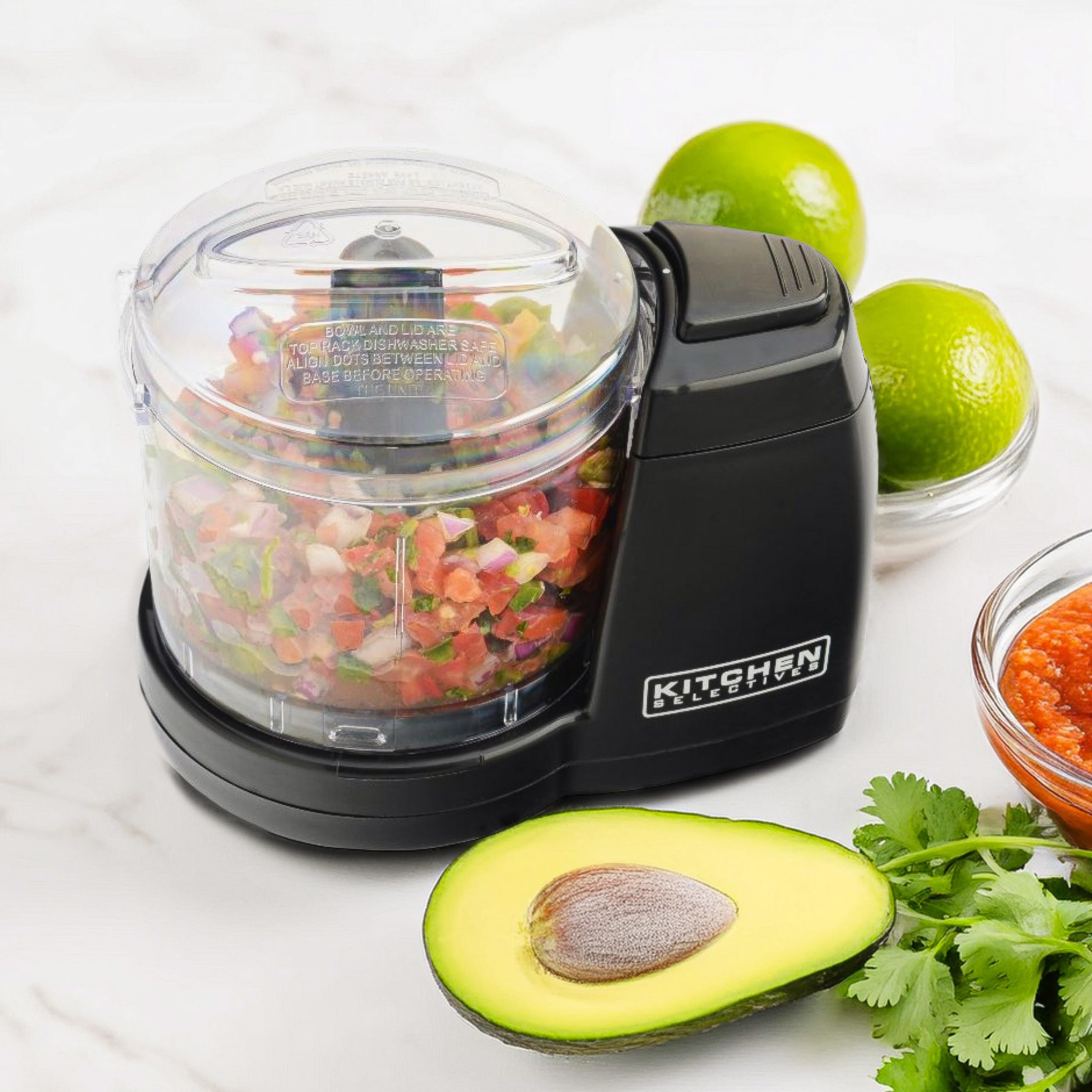 Kitchen Selectives picadora eléctrica con tapa de seguridad para cocinar con confianza