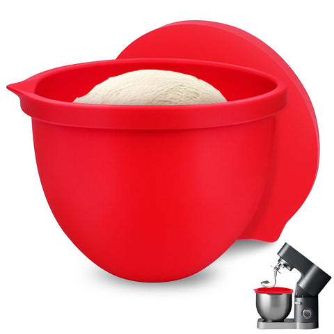 SelfTek forro de cuenco 5qt con tapa roja, ideal para mezclar y almacenar.