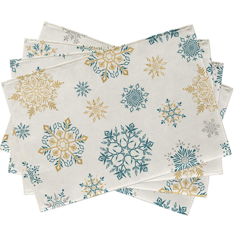 Manteles Seliem Copos de Nieve de Invierno diseñados para cenas festivas.