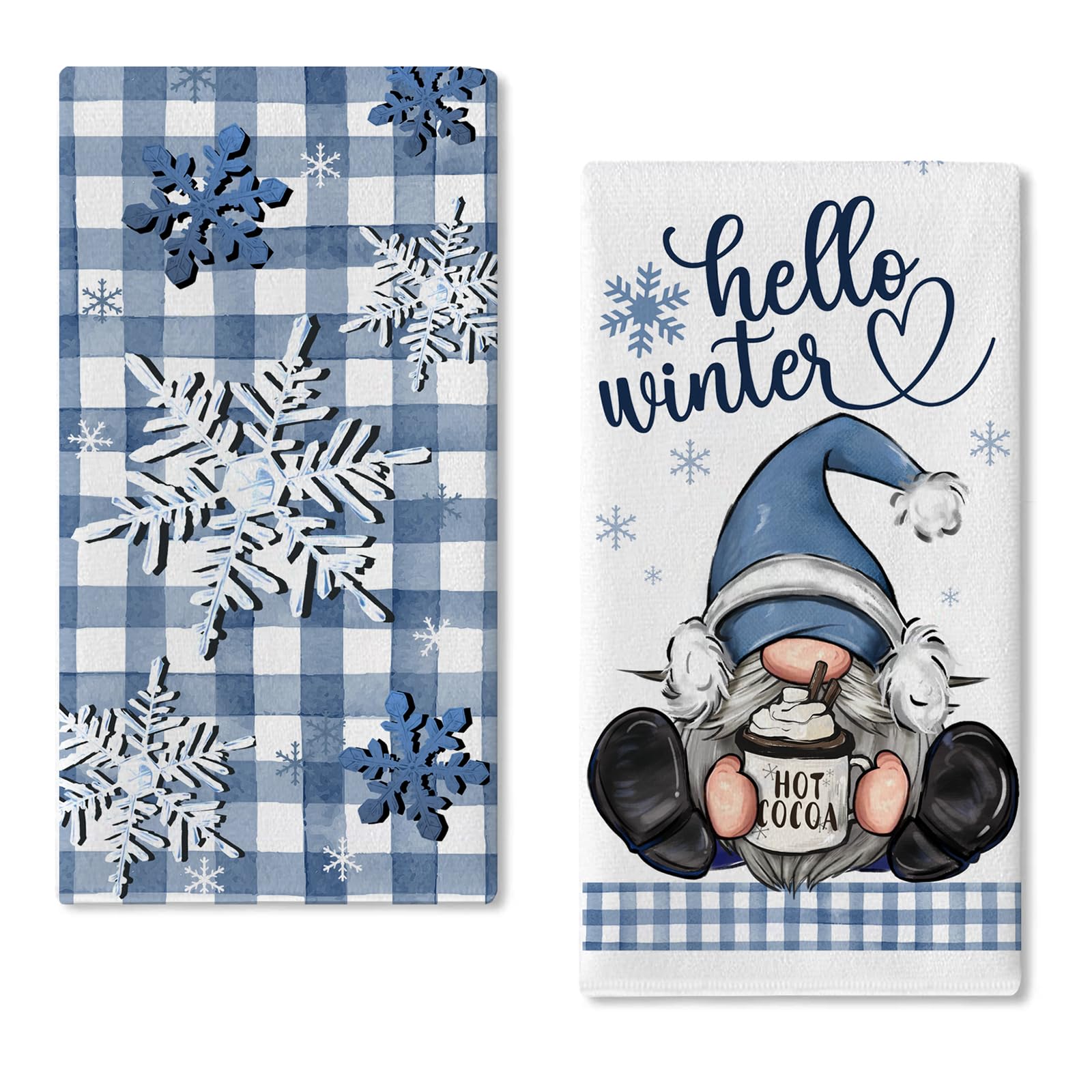 Seliem: toalla de cocina con gnomo azul, ideal para secar manos durante preparaciones.