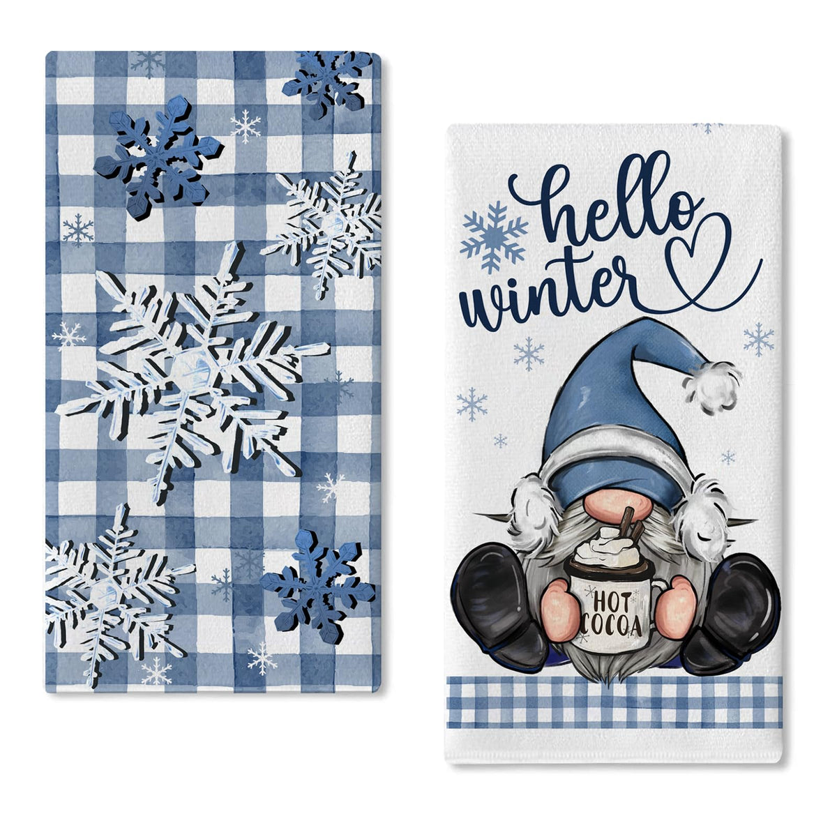 Seliem: toalla de cocina con gnomo azul, ideal para secar manos durante preparaciones.